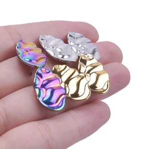 Irregular liquid metal wave earrings in gold silver and rainbow plated stainless steel