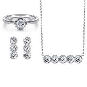 925 silver jewelry set with zircon ring earrings and necklace in minimalist design