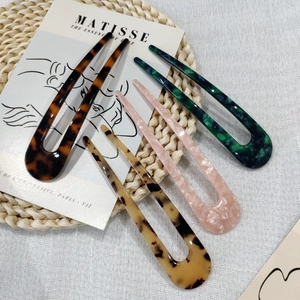 U Shaped Hair Fork Pin Acetate Cellulose Hair Stick Tortoiseshell Marble Retro Simple Styling Tool For Women Girls