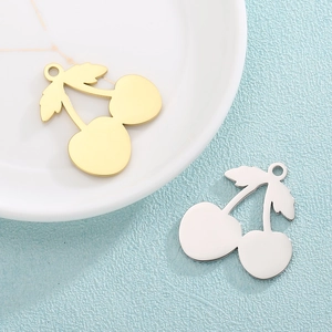 Minimalist cherry pendants in gold and silver steel finish for jewelry making