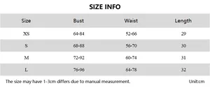 Size chart showing bust, waist, and length measurements for the hollow-out crop top