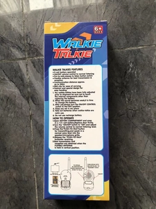 Detailed back view of children's walkie talkie packaging showing English usage instructions