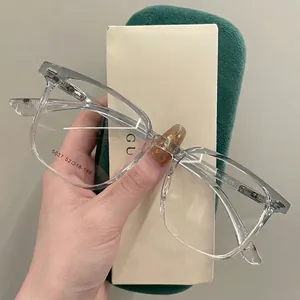 Classic transparent blue square frame glasses in lightweight material for daily wear