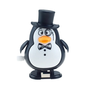 Giocattolo a carica pinguino con cappello a cilindro e monocolo per Natale