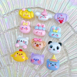 Set of 12 mini resin animal charms including panda and rabbit for DIY jewelry and nail art