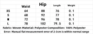 Detailed size chart for women plaid long skirt featuring waist and hip measurements