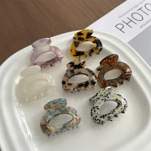 Small Acetate Hair Claw Clip Vintage Marble Pattern Hairpin For Women Elegant Half Up Hair Accessory