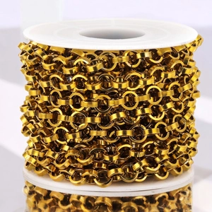 6mm goldene Edelstahl O-Kette auf Rolle für DIY Schmuck und Taschenzubehör