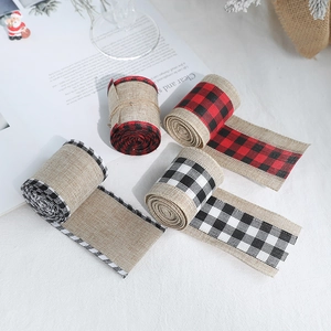 Christmas Burlap Ribbon Buffalo Plaid Edge Rustic Farmhouse Style For Gift Wrapping Holiday Tree Decor DIY Crafts