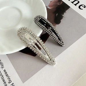 Sparkling minimalist rhinestone BB hair clips set in black and silver finishes