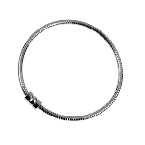 Detailed close-up of a DIY 304 stainless steel snake chain bracelet with a magnetic bead clasp
