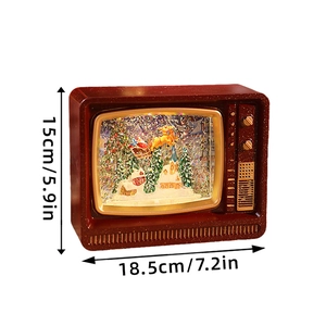 Detailed dimensions of the vintage TV Christmas music box with Santa and reindeer scene