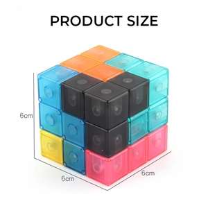 Detailed size view showing the 6x6x6cm dimensions of this colorful magnetic building block cube