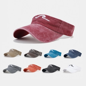 Visiera in Cotone Lavato Effetto Invecchiato per Uomo Donna Protezione Solare Sportiva Regolabile con Ricamo a Onde