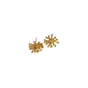 Elegant gold radial firework stud earrings with polished metallic sphere accents