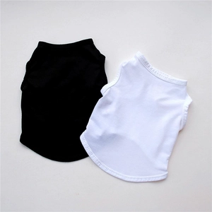 Solid thin cotton dog vests in black and white set for small pets summer clothing
