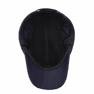 Winter men's earflap baseball cap featuring quilted thermal lining and foldable ear protection