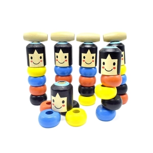 Unbreakable wooden man magic toy with colorful stacking blocks and smiley face for kids