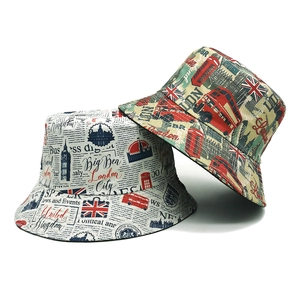 London City Print Bucket Hat Polyester Reversible Sun Protection Outdoor Retro Fisherman Hat For Travel