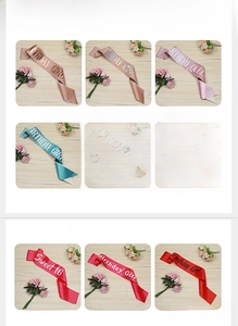 Close-up of Birthday King sash collection in glitter and satin fabric with diverse colors