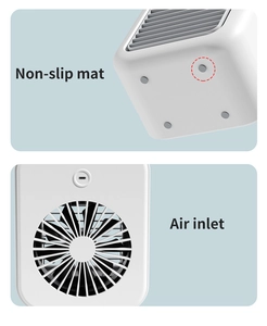 Detail view showing non-slip mat base and air inlet grille of the USB cooling fan