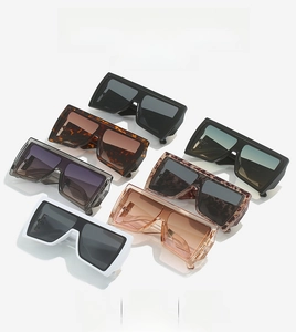 Detailed collection of seven stylish oversized square sunglasses in various trendy colors