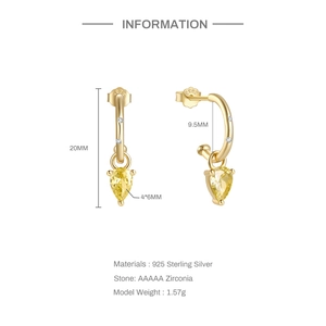 Detail showing S925 sterling silver earring dimensions and 925 certification hallmark