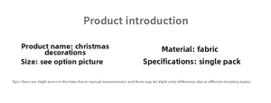 Detailed size specifications and material chart for plush Santa wine bottle covers