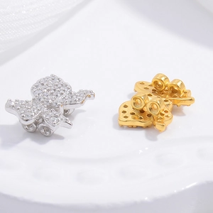 925 Sterling Silver Bow Beads Cubic Zirconia Micro Pave Bowknot Jewelry Making Spacer For DIY Bracelet Necklace Craft