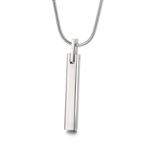Bar Pendant Necklace Stainless Steel Minimalist Geometric Rectangle Smooth Polished Snake Chain For Men Women