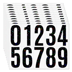 Reflective Numerical Stickers Waterproof Vinyl Holographic Black Mailbox Address Trash Can Labels Home Decor
