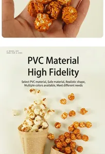 Detalle de modelos de palomitas de PVC realistas con texturas de caramelo y originales