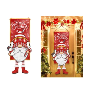 Christmas door banner featuring a festive gnome and snowman with Merry Christmas text