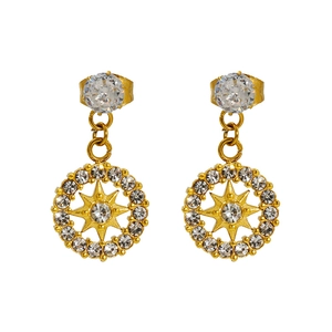 Élégantes boucles d'oreilles en acier titane doré avec pendentifs étoile en zircon