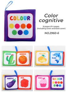 Dettaglio delle pagine colorate del libro in tessuto per neonati con cactus e limone
