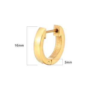 Créole géométrique en acier inoxydable plaqué or 18K, diamètre 16mm et épaisseur de 3mm