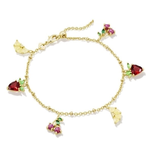 Goldkette mit bunten Erdbeer- und Kirsch-Edelsteinanhängern für Damen im INS-Stil