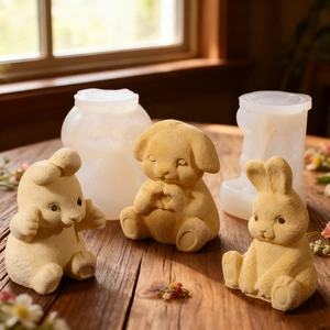 Stampi in silicone a forma di coniglio e cucciolo per candele pasquali fai da te