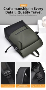 Detail view of honeycomb breathable shoulder straps and heavy-duty buckles on backpack
