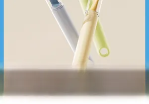 Detail of multi-colored long handle silicone pet toothbrushes for dental care and fresh breath