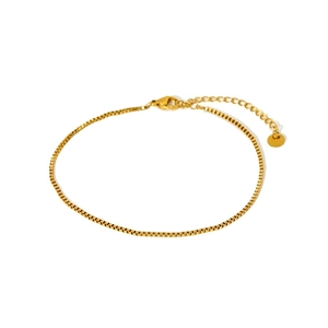 18K gold plated stainless steel box chain bracelet with adjustable extender link