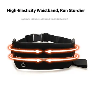 Slim running waist pack with adjustable strap and reflective safety strip for night jogging