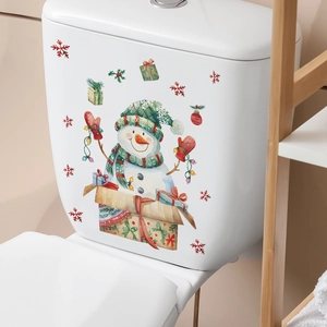 Weihnachten Schneemann Toilettenaufkleber mit Schneeflocken für festliche Badezimmer Deko