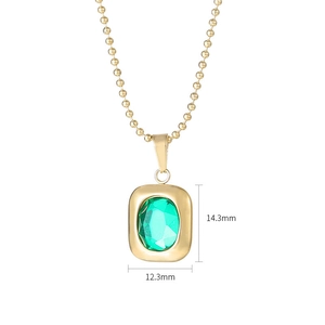 Pink crystal necklace in gold frame with gemstone pendant and 14.3mm size dimensions