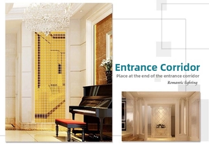 Macro detail of self-adhesive gold square mosaic wall sticker with reflective mirror finish