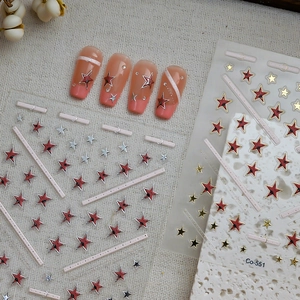 Star Nail Art Stickers 3D Metallic Gold Silver Embossed Waterproof Adhesive Decals For Women Beauty DIY