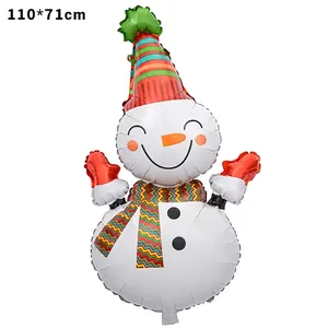 Detailed 110x71cm snowman foil balloon for Christmas party decoration in bright colors