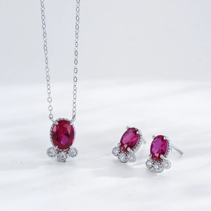 S925 sterling silver goldfish jewelry set with red rubies and sparkling white diamonds