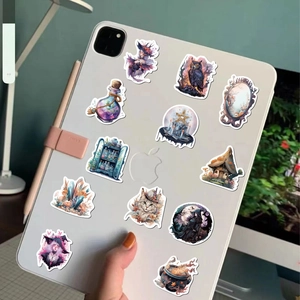 50 realistic witch-themed magic stickers for laptop, guitar, and luggage DIY decoration