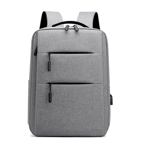 Classic grey minimalist business laptop backpack with stylish textured fabric design
